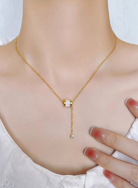 高级感猫眼石小蛮腰项链