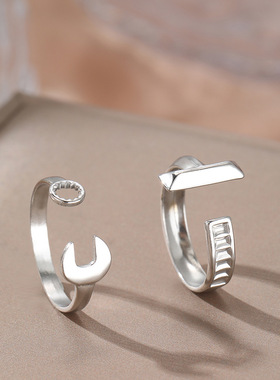 小众简约复古十字架不锈钢戒指