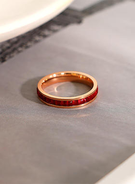 新款爆款时尚简约满天星戒指彩色锆石单排钻钛钢食指戒指女