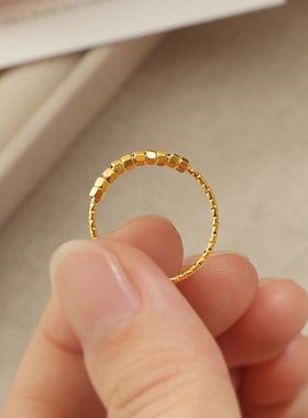 钛钢戒指精致小方块十全十美指环个性百搭气质不掉色食指女小方糖