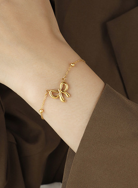 韩版钛钢蝴蝶结手链女小众设计时