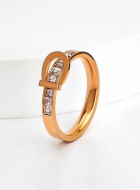 2021韩版时尚皮带扣戒指不掉色气质百搭冷淡风钛钢戒指女食指指环