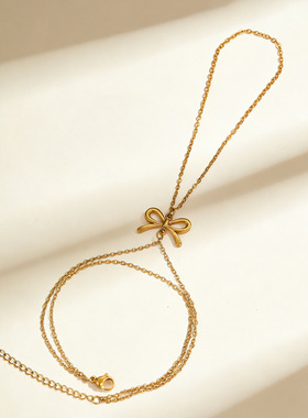 跨境亚马逊蝴蝶结不锈钢手指链