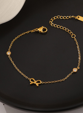 钛钢镀金蝴蝶结手链14