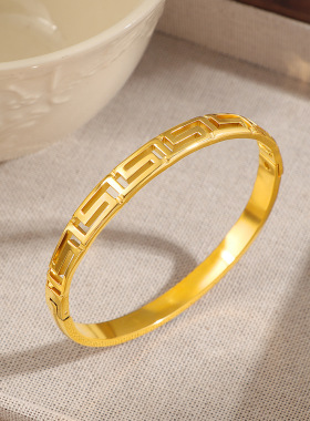 韩版新中式长城纹镂空手镯