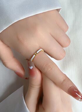 时尚镶钻滴胶戒指轻奢小精致个性镀18k金日韩冷淡风ins潮女饰品