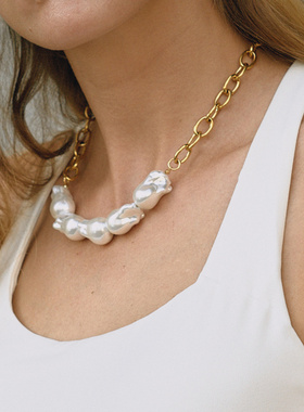 钛钢仿珍珠锁骨链6414