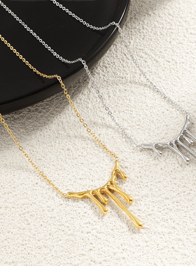 新款金色水滴熔岩项链