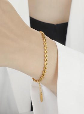 欧美时尚通勤镂空爱心手链轻奢精致手饰夏天百搭链条个性手链