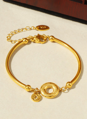 爆款钛钢福字平安扣手链