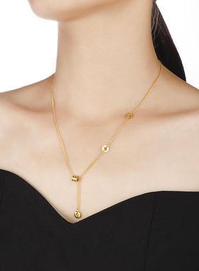 网红爆款流苏小蛮腰项链轻奢小众设计路路通转运珠钛钢锁骨链女