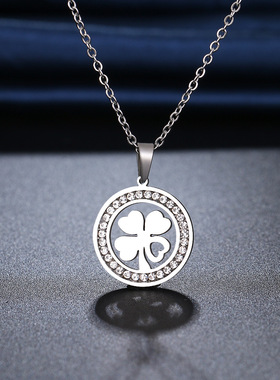 韩版四叶草钛钢项链60