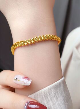 欧美金色麦穗钛钢手链