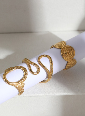 欧美风不锈钢开口戒指套装