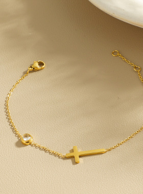 钛钢单钻锆石手链女12