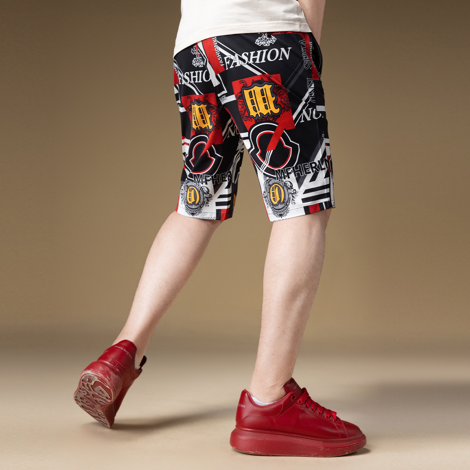 ZOUK欧洲站短裤潮牌痞帅炸街男5分休闲裤高端复古印花百搭中裤夏,淘宝优惠券,粉丝福利购,淘宝优惠卷