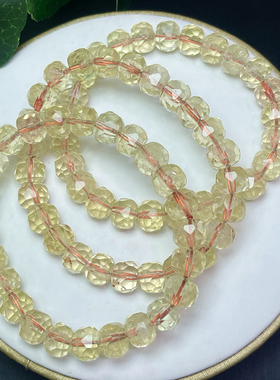 天然黄水晶切面珠手链 女款单圈黄水晶刻面手串简单饰品礼物