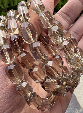 天然净体茶黄水晶切面手链单圈黄水晶不规则手串民族风饰品礼物