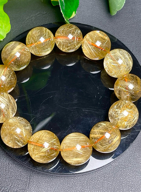 天然金发晶钛金手串水晶手链饰品情侣礼物男女一物一图实物所拍