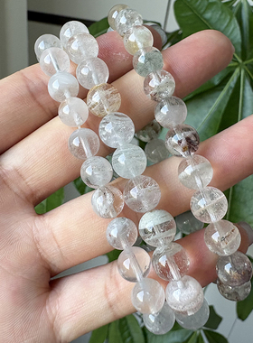 天然千层幽灵手链男女通用红绿黄白幽灵水晶圆形手串饰品礼物