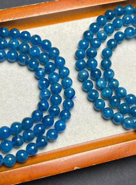 天然蓝磷灰多圈手链男女款磷灰石三圈水晶手串百搭时尚饰品礼物