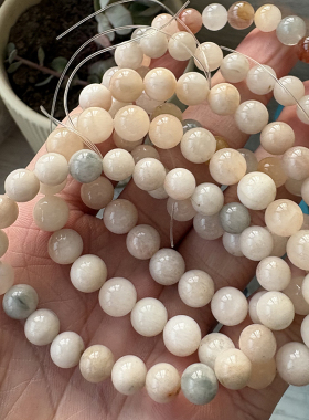 天然白兔毛幽灵手链白色串珠散珠单圈白水晶珠子手串男女饰品