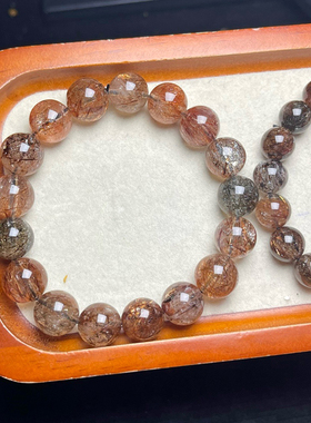 天然黑金超手链男女款黑金超水晶发晶手串百搭简约气质饰品礼物15