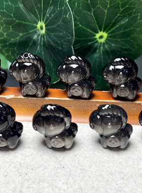 天然银曜石马上有钱手工DIY手链项链水晶串链配件饰品挂件散珠