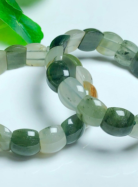 天然千层幽灵玛瑙手排女款包裹物绿玛瑙扭珠手串欧美风格带棉絮