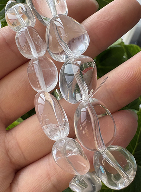 天然白水晶随形手链女款不规则随形水晶手串清新简约饰品串珠