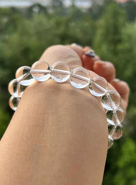 天然七彩白水晶手链男女款云母片水晶手串饰品礼物