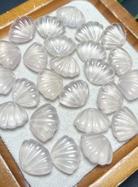 天然粉水晶贝壳雕刻散珠可DIY手链项链配饰编织绳挂件挂坠女饰品