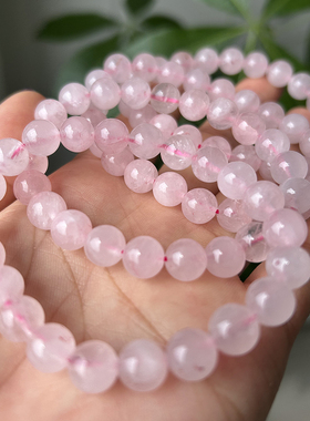 天然粉水晶手链 女款水晶手串桃花粉气质饰品礼物杂裂