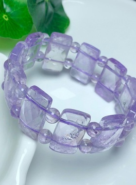 天然薰衣草紫晶手串手排浅紫色切面水晶饰品女款手链礼物饰品