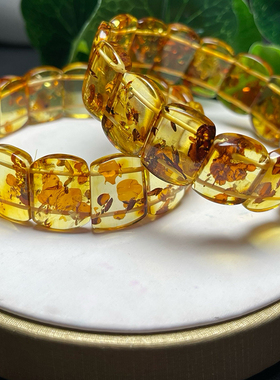 特价保真天然花珀手排 男女琥珀手串文玩饰品礼物 支持复检