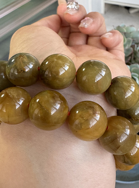 天然玉化黄金彼得石手链黄暴风雨石单圈手串男女水晶饰品
