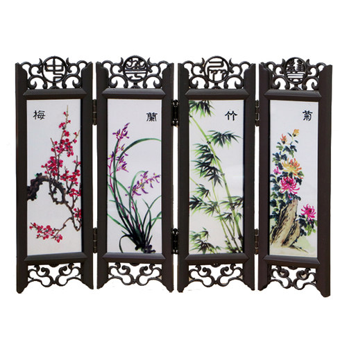 包邮梅兰竹菊仿古小屏风家居工艺品桌面摆件送老外中国特色礼物 - 图3