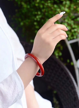 南红凉山火焰纹天然原矿玉镯子