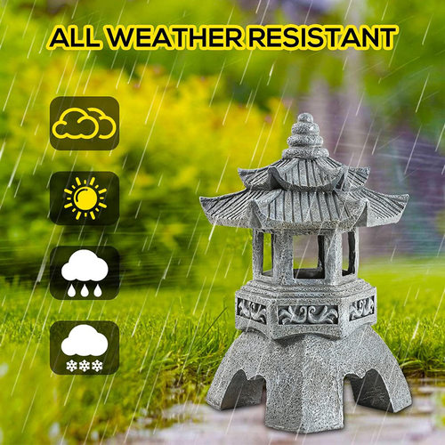 Solar powered stone tower light outdoor courtyard light - 图1