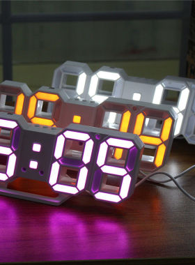 3D Digital LED Wall Clock Night Alarm 12/24 Hour Temperature