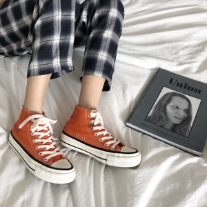 街拍经典款复古高帮帆布鞋