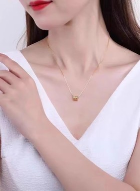 金色项链女小蛮腰幸运轮吊坠