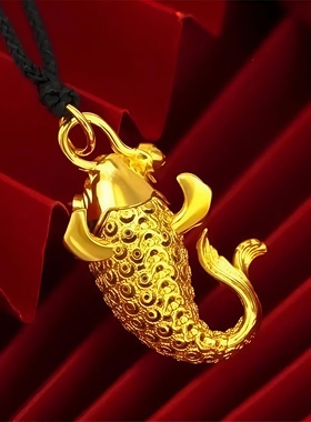 锦鲤金色项链小众鱼挂件吊坠男女款高级富贵项链转运送礼生日礼物