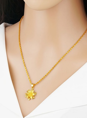 百合花朵金色吊坠女士项链正品锁骨链富贵花朵吊坠送女友女生首饰