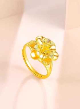 新品简约戒指可调节气质牡丹花戒指女精品富贵花开新娘