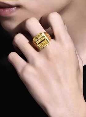 2025【个性】金色戒指日进斗金色活口算盘戒指送礼物百搭精致款戒