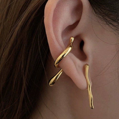 恋美 Асимметричные небольшие дизайнерские серьги, серебро 925 пробы, тренд сезона