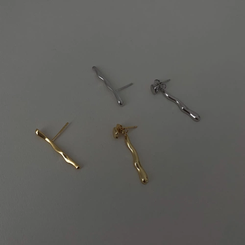 恋美 Асимметричные небольшие дизайнерские серьги, серебро 925 пробы, тренд сезона