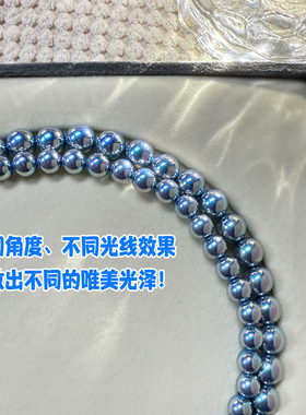 Loren Nicole珍珠项链女银蓝玫瑰仿海水珠高品真多麻孔雀蓝正圆极