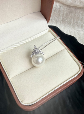 Loren Nicole冰雪女王皇冠珍珠吊坠项链女925纯银链轻奢新款气质